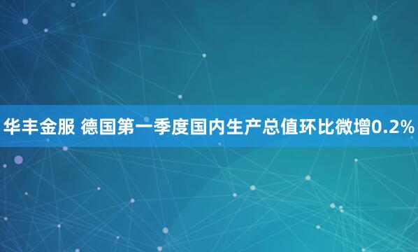 华丰金服 德国第一季度国内生产总值环比微增0.2%
