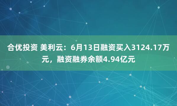 合优投资 美利云：6月13日融资买入3124.17万元，融资融券余额4.94亿元